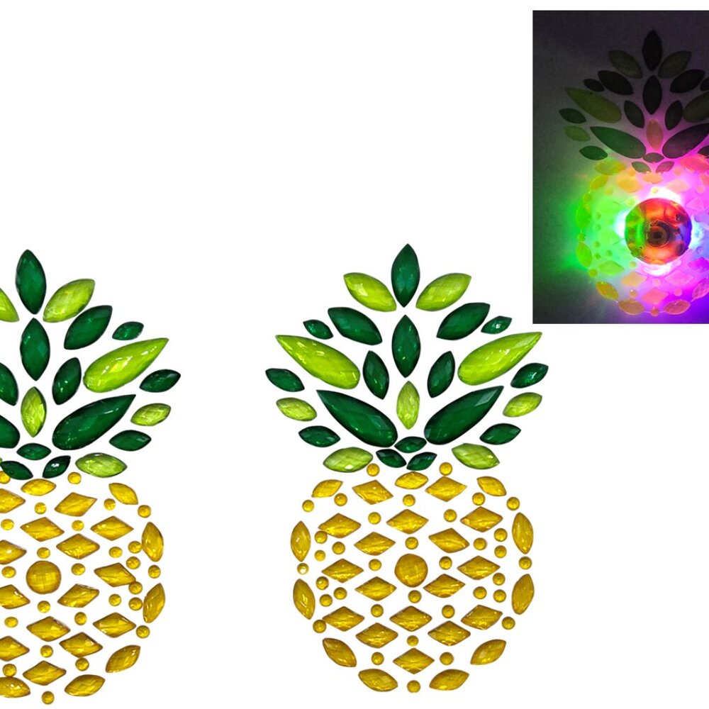 Led Light Up Pasties Pineapple, Nipple Covers, EDC OUTFIT, REUSABLE RHINESTONE - Picture 1 of 16